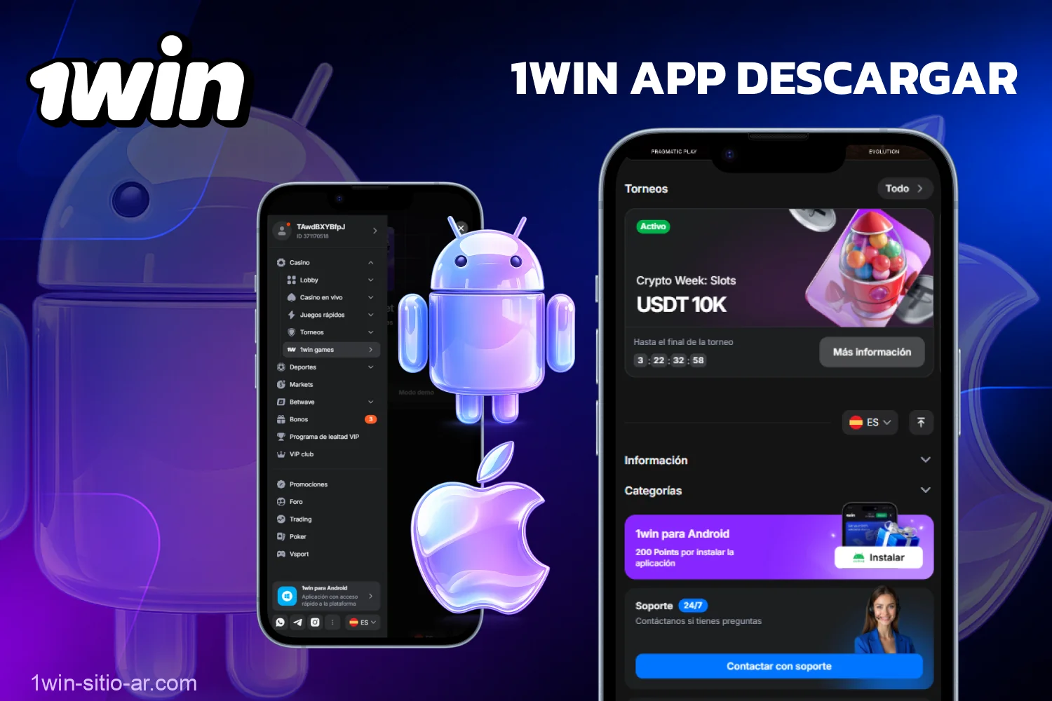 Los jugadores de Argentina pueden descargar la aplicación 1win para Android e iOS