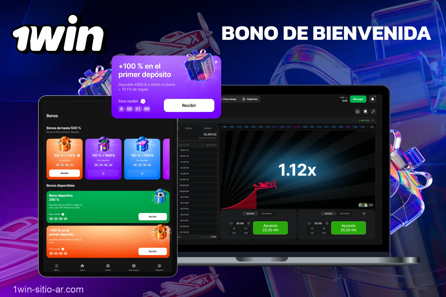 El bono de bienvenida del casino 1win Argentina es uno de los beneficios para los jugadores de Aviator