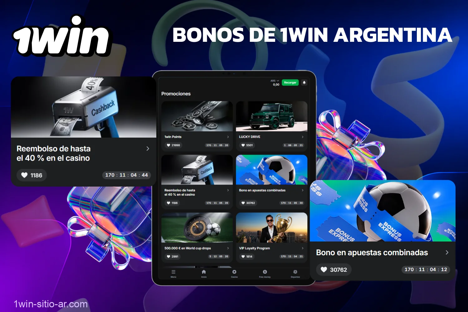 Los usuarios de 1win de Argentina pueden obtener atractivos bonos, tanto con código promocional como sin él