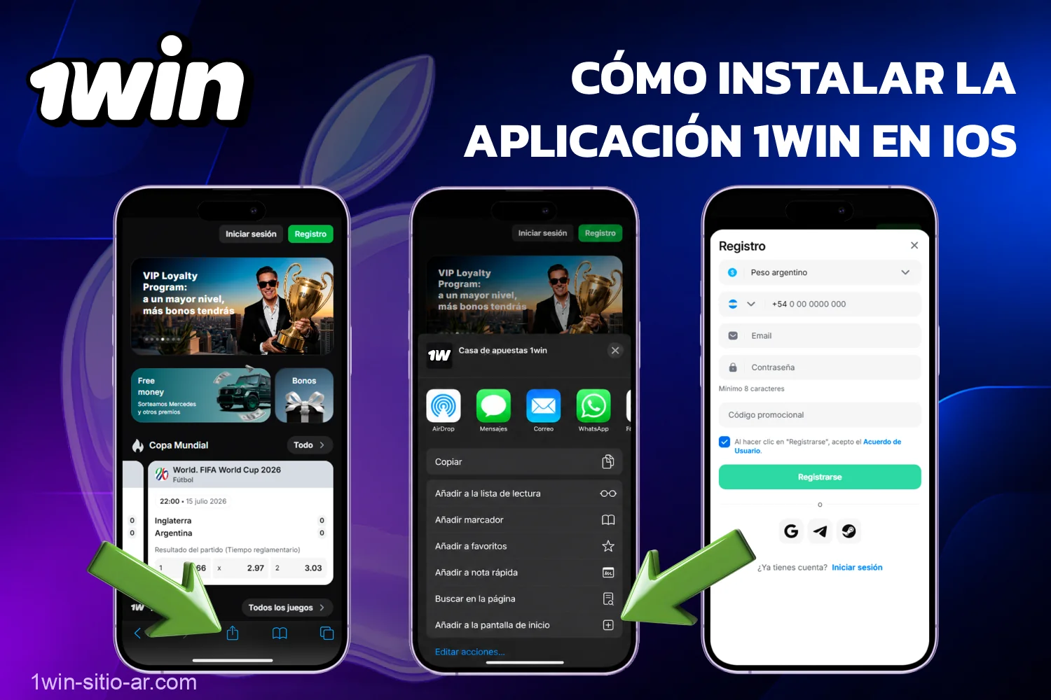 Instalar la app de 1win en Argentina solo lleva unos pasos