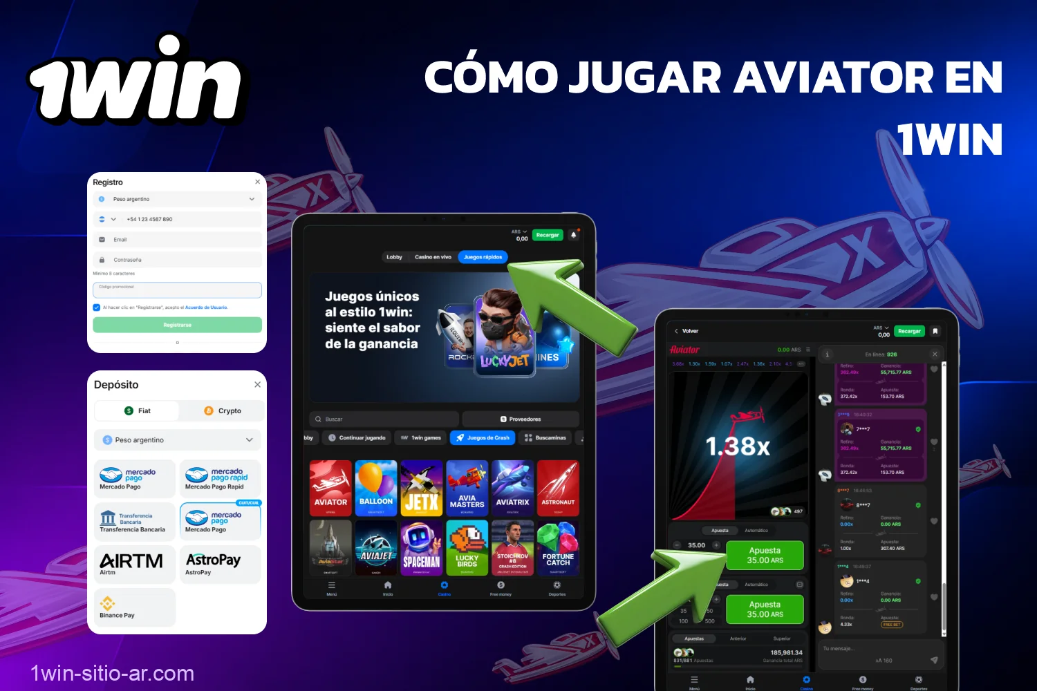 Para realizar tu primera apuesta en el juego Aviator 1win, debes registrarte y hacer un depósito