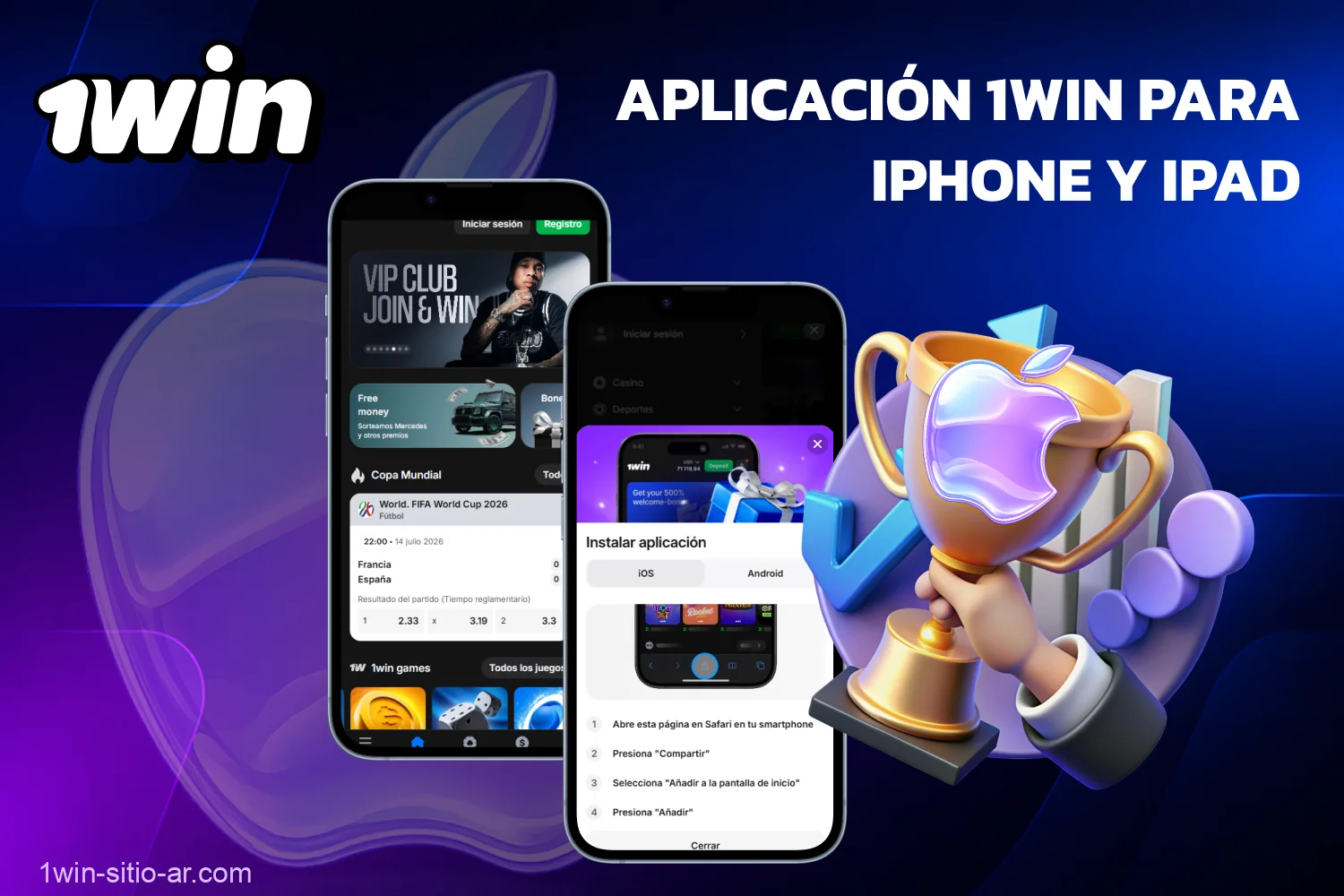 Puedes descargar gratis la app de 1win para iPhone y iPad desde el sitio oficial