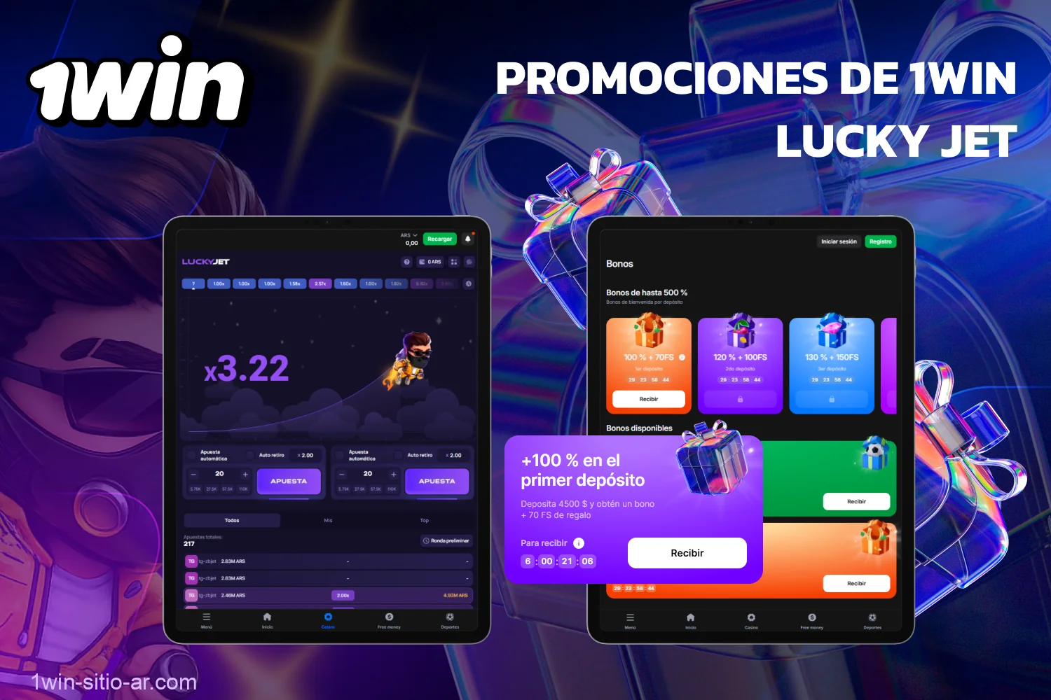 Los jugadores de Lucky Jet pueden aprovechar diversos bonos en el sitio web de 1win en Argentina