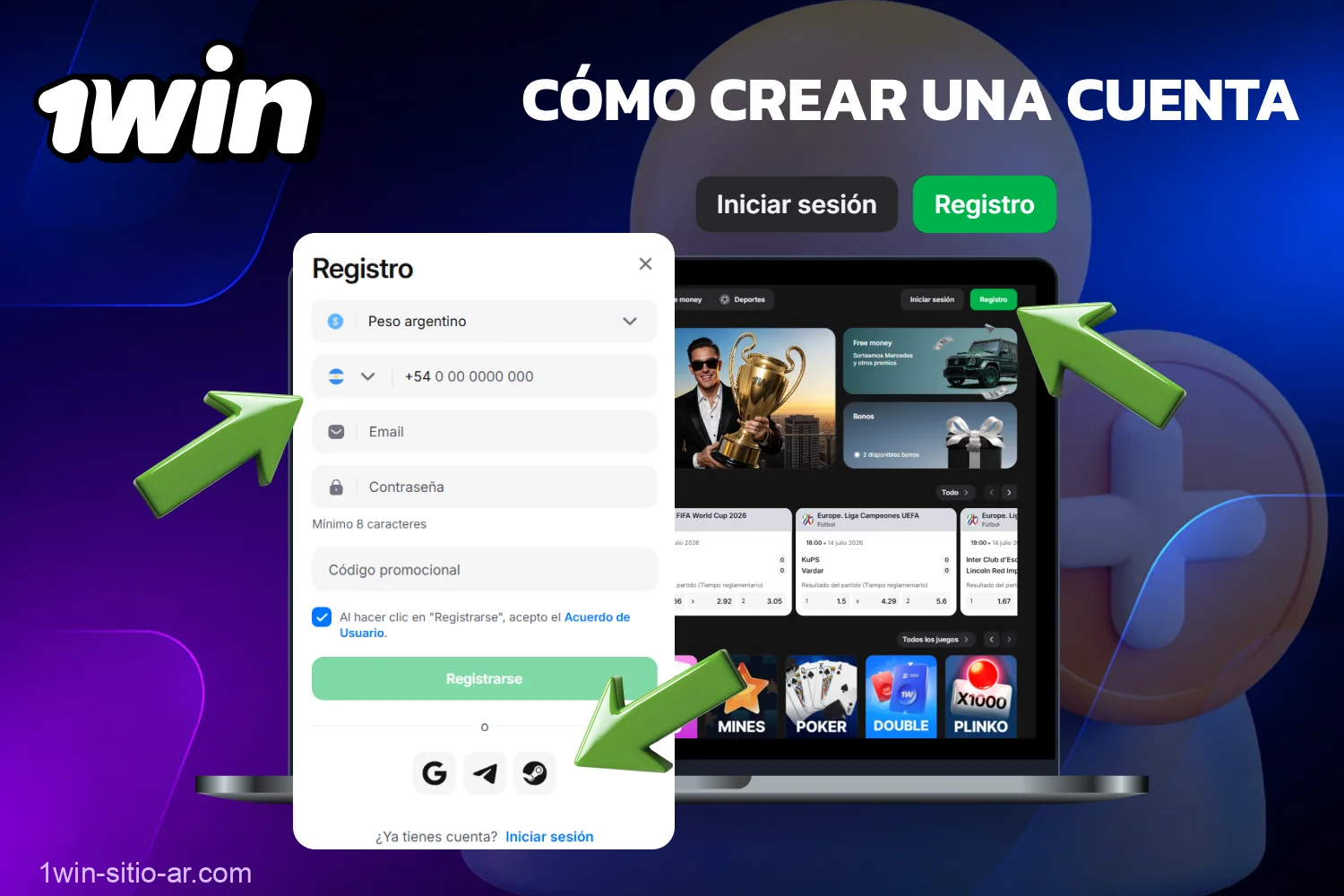 Registrarse en 1win Argentina solo lleva unos pocos clics