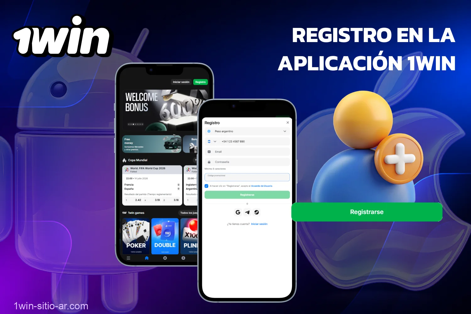 Los usuarios de Argentina pueden crear una cuenta en 1win a través de la aplicación móvil